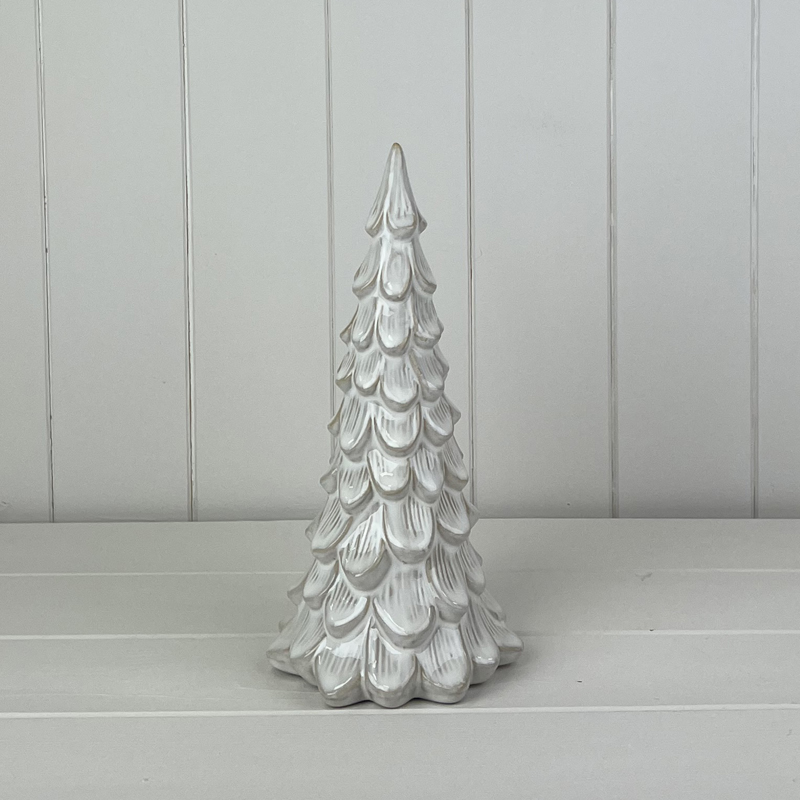 Large Off White Ceramic Layered Tree Ornament  detail page
